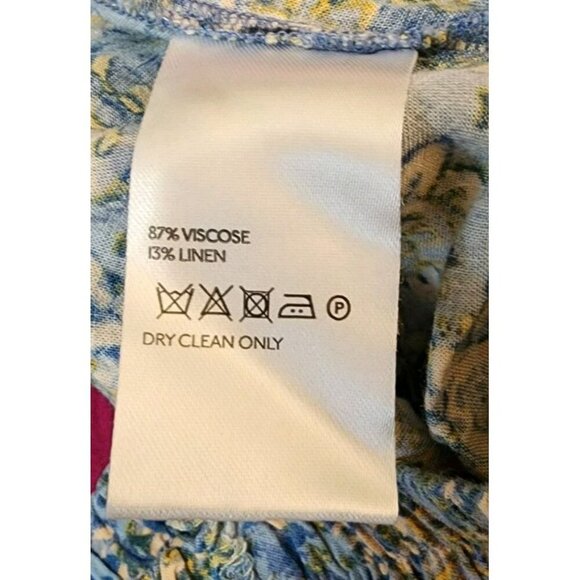 Free People Size XS Blue Mandala Paisley Linen Blend Pants Stretch - Picture 5 of 5